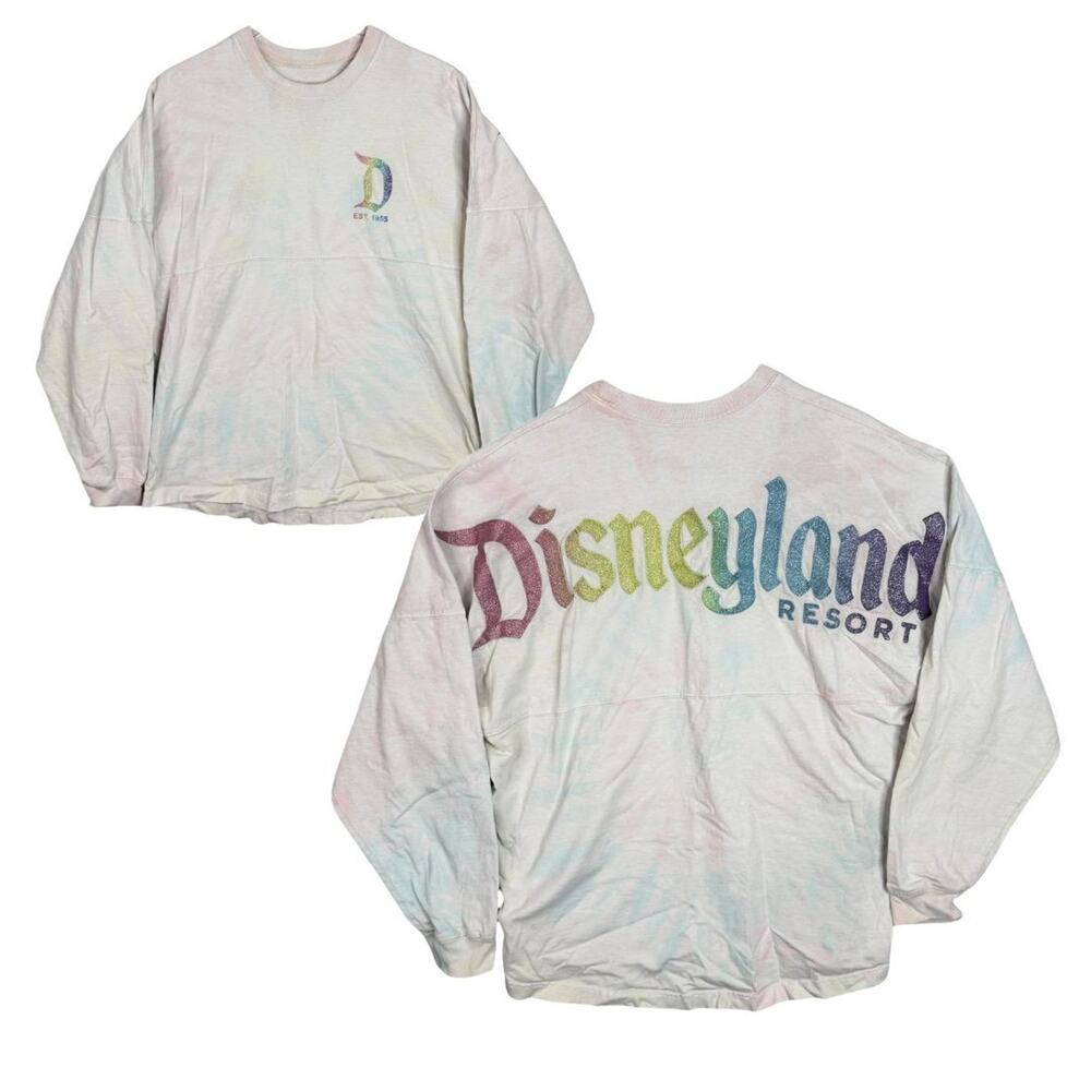Disneyland Rainbow Spirit Jersey Oversized Shirt Pastel Tie Dye Glitter Medium